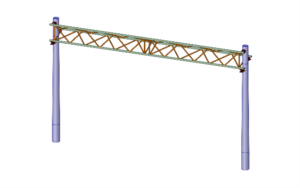 Pole column with 3-sided latticed beam