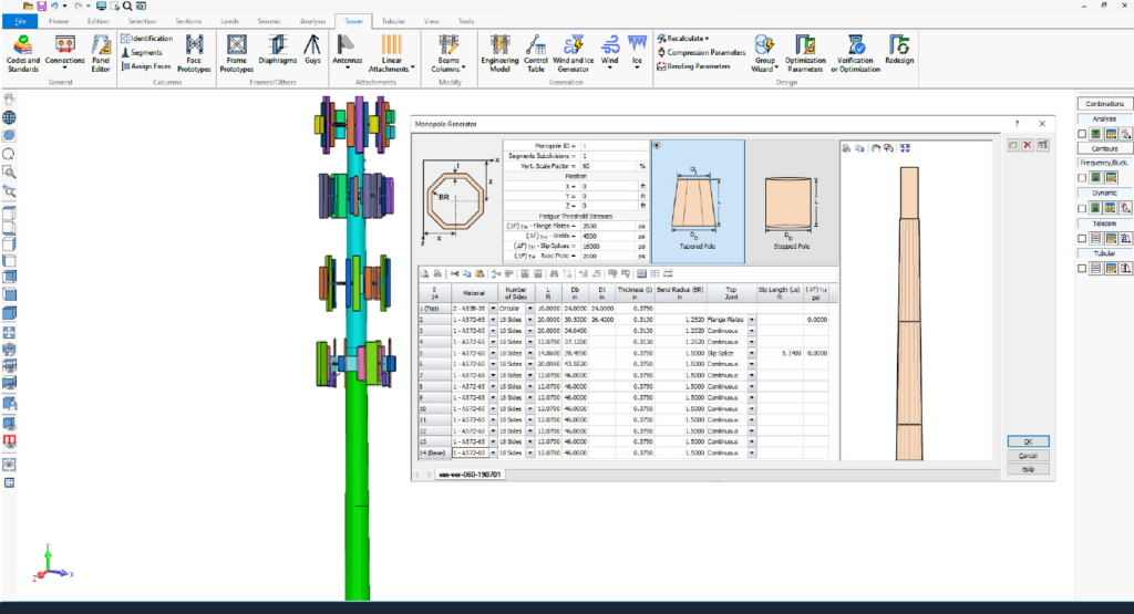 Telecom Towers Structural Analysis and Design (ANSI/TIA-222-I and CSA S37-24)