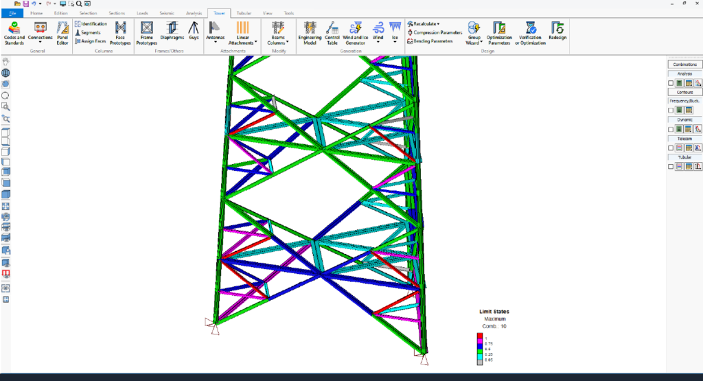 Telecom Towers Structural Analysis and Design (ANSI/TIA-222-I and CSA S37-24)