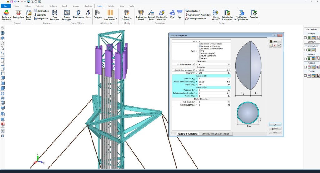 Telecom Towers Structural Analysis and Design (ANSI/TIA-222-I and CSA S37-24)