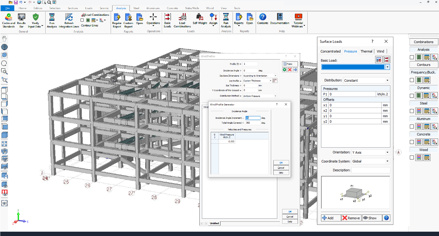 Automated load combinations to ASCE 7 and NBCC in GSE structural engineering software