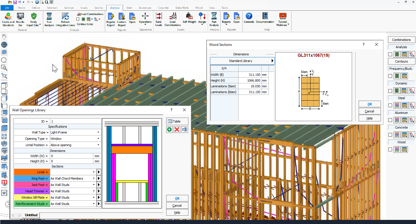 GSE Timber 3D structural analysis and design of a wood and CLT building